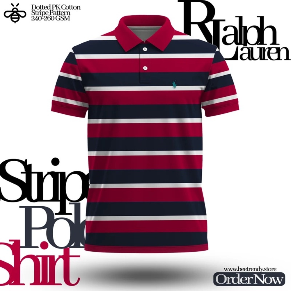 Polo by Ralph Lauren Men's Bold Red and Navy Polo